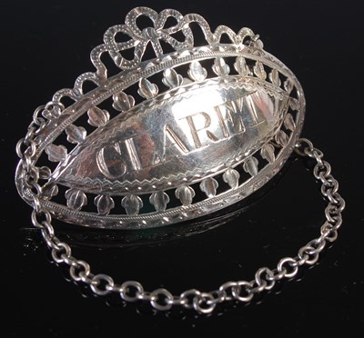Lot 148 - An Irish silver large claret label, by John...