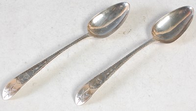 Lot 143 - A pair of Irish silver large table spoons, by...