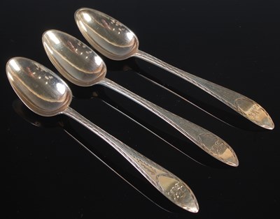 Lot 128 - Three Irish provincial silver bright cut sugar...