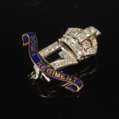 Lot 245 - A diamond and enamel Regimental brooch for the...
