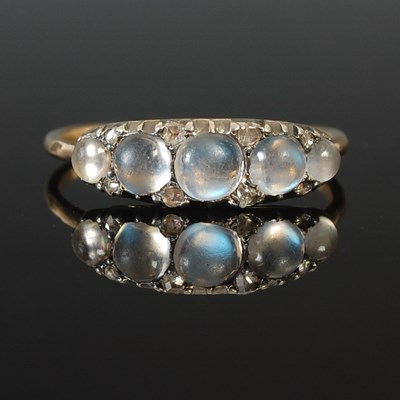 Lot 98 - A Victorian moonstone five stone ring, in...