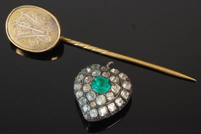 Lot 234 - A Victorian tie pin, engraved with a monogram,...