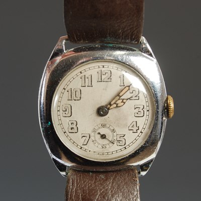 Lot 251 - A ‘Crusader’ Art Deco nickel chrome wristwatch,...