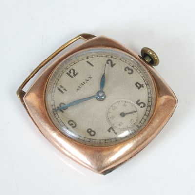 Lot 254 - A 9ct gold ‘Audax’ gents wristwatch head, with...