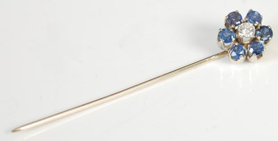 Lot 228 - A gold, sapphire and diamond tie pin, formed...