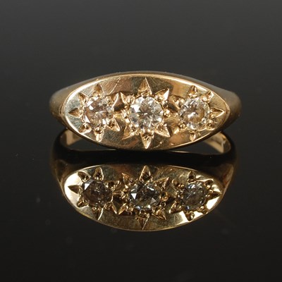 Lot 63 - A gents 9ct gold dress ring, with three gypsy...