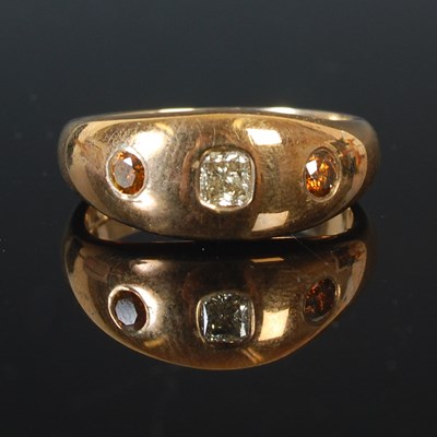 Lot 70 - A 9ct gold gents dress ring, with a gypsy set...