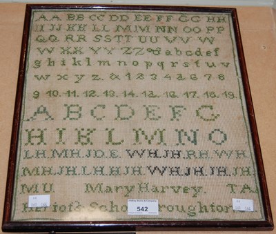 Lot 542 - A 19th century needlework sampler worked in...