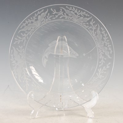 Lot 10 - A 20th century glass plate of fishing interest,...