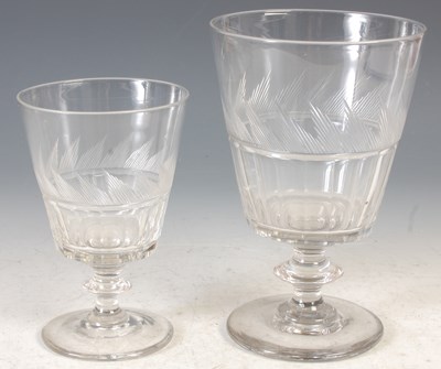 Lot 15 - A set of four 19th century clear glass rummers,...