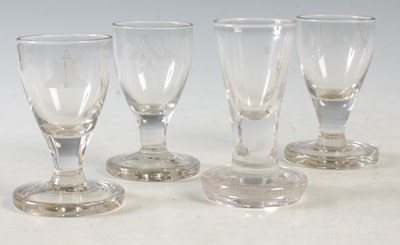 Lot 11 - A collection of four Antique toasting glasses,...