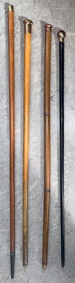 Lot 568 - A group of four assorted antique walking canes,...