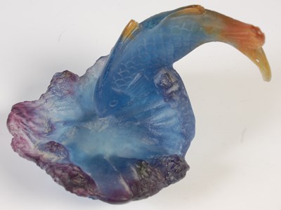 Lot 35 - Daum, a Pate de Verre glass dish in orange,...