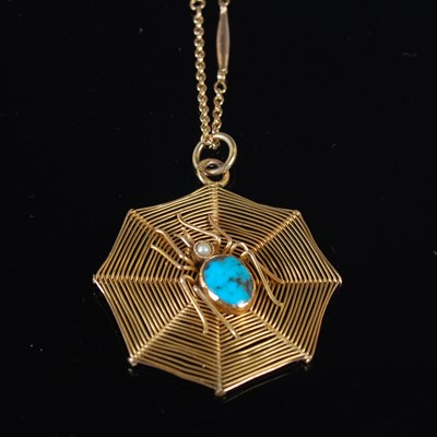 Lot 39 - A yellow metal pendant and chain, tests as 9ct...