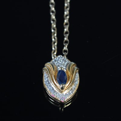 Lot 41 - A 9ct gold necklace, suspending an 18ct gold...