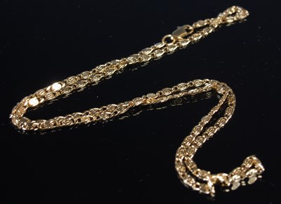 Lot 45 - An unmarked yellow metal necklace, 7.1 grams.