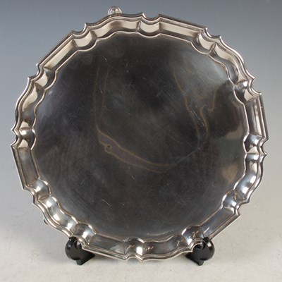 Lot 121 - A London silver salver, with scalloped edge,...