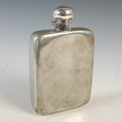 Lot 131 - A vintage oversized pewter hip flask, makers...
