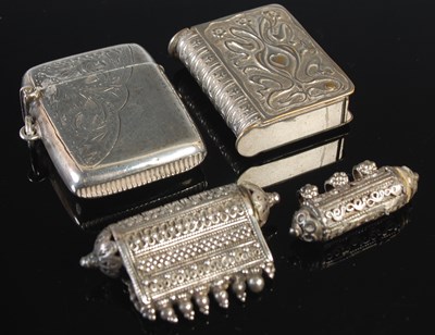 Lot 138 - A Birmingham silver vesta holder; together...