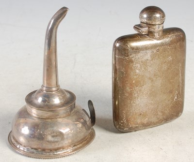 Lot 158 - A Sheffield silver hip flask, 11.5cm high;...