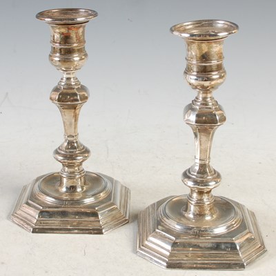 Lot 177 - A pair of London silver candlesticks, loaded,...