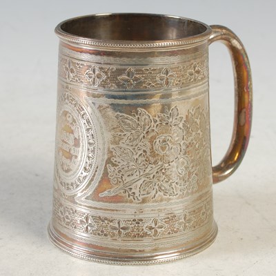 Lot 181 - A Sheffield silver christening mug, 9cm high,...