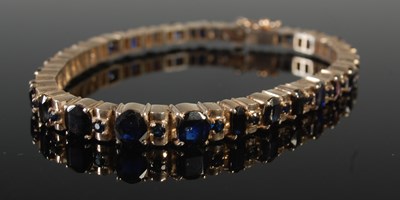 Lot 206 - A white metal and blue gem stone set...