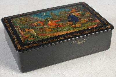 Lot 261 - A Russian lacquered rectangular box, the...