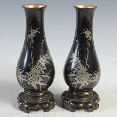 Lot 330 - Foochow, a pair of Chinese lacquered vases,...
