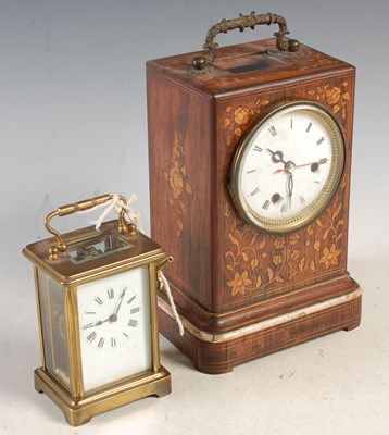 Lot 332 - An early 20th century brass carriage clock,...