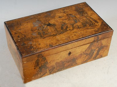 Lot 356 - A late 19th century penwork box decorated with...