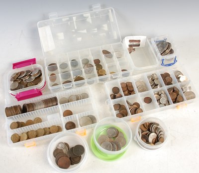 Lot 364 - A box of assorted coins, some metal...