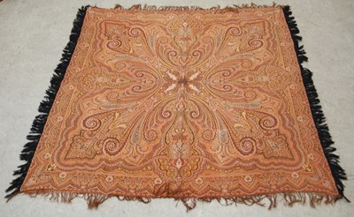 Lot 373 - A double sided Paisley type shawl worked in...