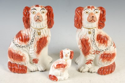 Lot 381 - A pair of Staffordshire pottery King Charles...
