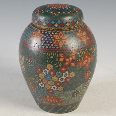 Lot 382 - A Japanese cloisonne jar and cover, late 19th/...