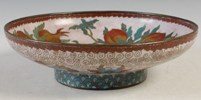 Lot 386 - A Chinese white ground cloisonne footed bowl,...