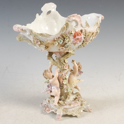 Lot 392 - A Dresden porcelain flower encrusted table...