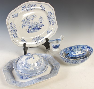 Lot 406 - A collection of assorted 19th century blue...