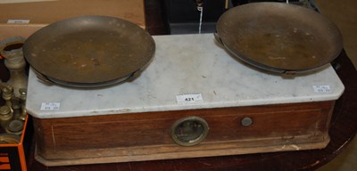 Lot 421 - A set of antique Portee Scales with white...