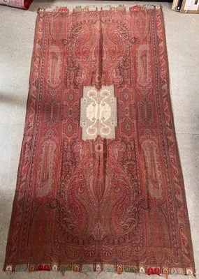 Lot 448 - A Paisley shawl worked in coloured threads of...