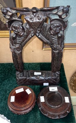 Lot 460 - A Chinese darkwood and wire inlaid double...