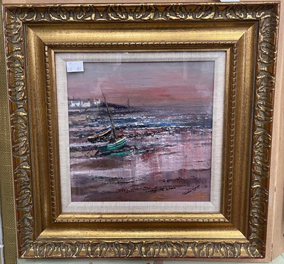 Lot 578 - Valerie Fraser RSW (b.1933) Pink Evening oil...