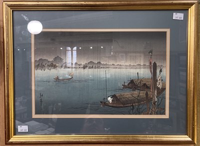 Lot 596 - Koho Shoda (1871-1946) A river in the rain...