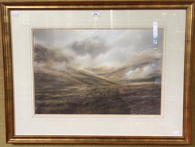 Lot 574 - Iain Ross (20th century) Stag and hinds in a...