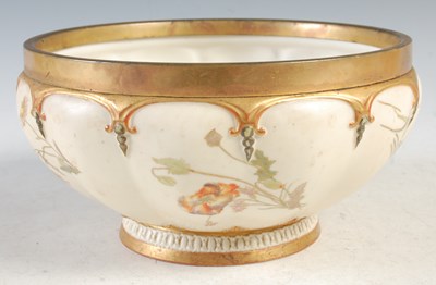 Lot 481 - A Royal Worcester gilt metal mounted ivory...