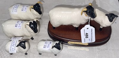 Lot 488 - A group of five assorted Beswick sheep figures.