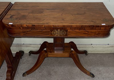 Lot 650 - A 19th century rosewood and brass inlaid...