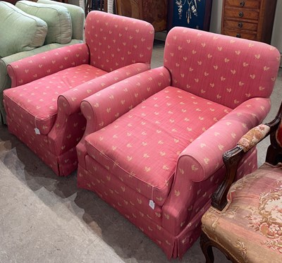 Lot 669 - A pair of faded red upholstered Country House...