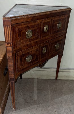 Lot 672 - A Continental rosewood and boxwood lined...
