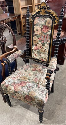 Lot 673 - A late 19th century Danish ebonised bobbin...